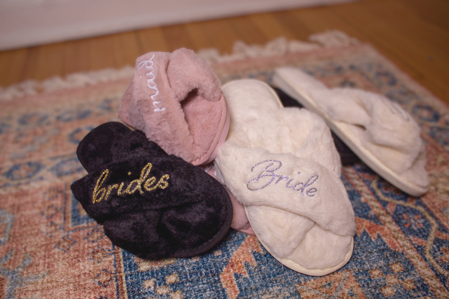 "Bridesmaid" Plush Crossband Slippers