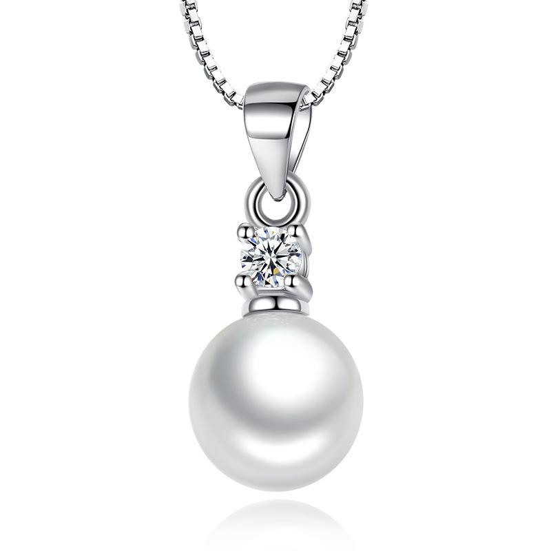 Pearl Pendant Necklace with Cubic Zirconia Accent Stone Necklace