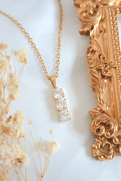 24 Karats Cubic Zirconia Drop Necklace