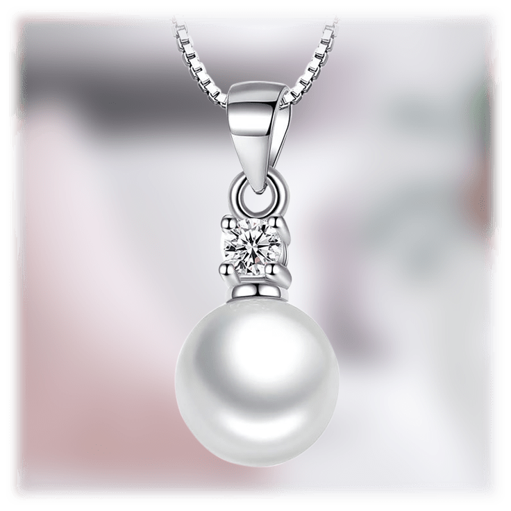 Pearl Pendant Necklace with Cubic Zirconia Accent Stone Necklace